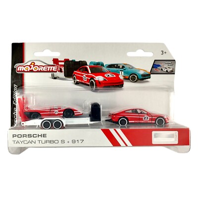 Majorette 024918B Porsche Motorsport Race Trailer Porsche Taycan Turbo S + 917