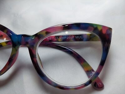 NEW +1.50 Multi Color Tortoise Betsey Johnson Oversized Cat Eye Reading Glasses