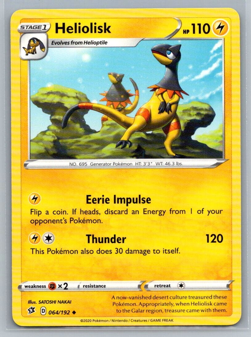 Heliolisk 64/192 Rebel Clash Uncommon Pokémon TCG 2020