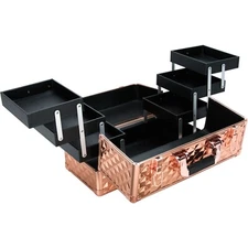VER Beauty  3-Tier Professional Aluminum Case with Accordion Trays and 2 Brush
