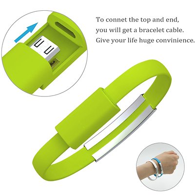 Mini Short Flat Bracelet Micro USB 2.0 Sync Data Charger Cable Cord for Android