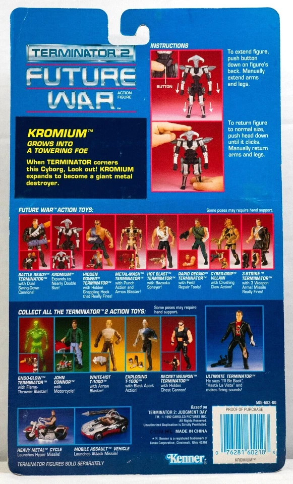 Figura de acción Kromium Terminator 2 Future War T2 Judgment Day Cyborg Kenner 1992 Foto 2 de 2