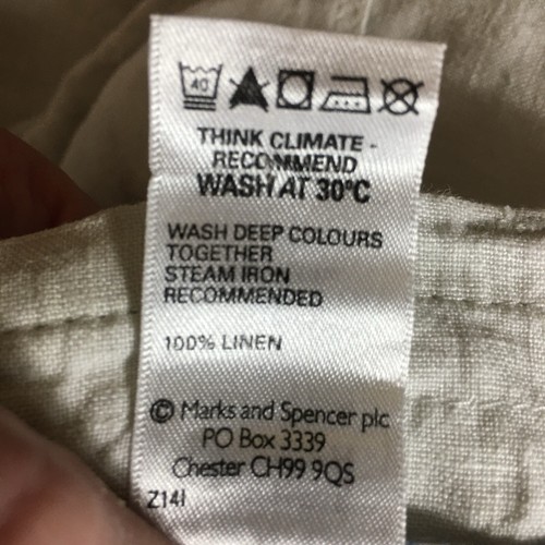 M&S Linen Trousers Pale Grey Wide Crop Drawstring Holiday Casual Beach Size 34W - Picture 16 of 16