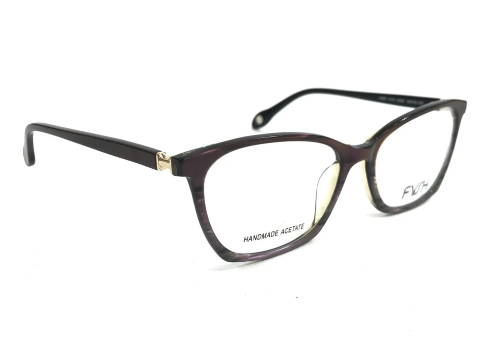 FYSH Eyeglasses Frames 3714 S402 Striped Brown Cat Eye Full Rim 54-16-135 - Image 2 of 4