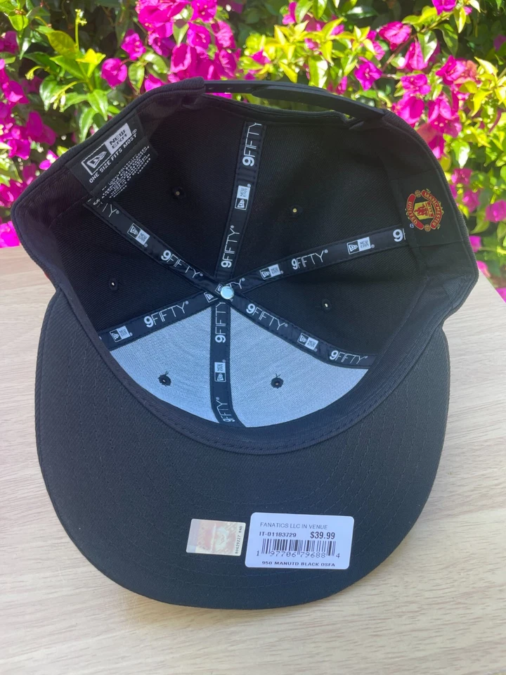 Gorra Manchester United Auténtica Licencia Ajustable Snapback Gorra Negra Foto 4 de 4