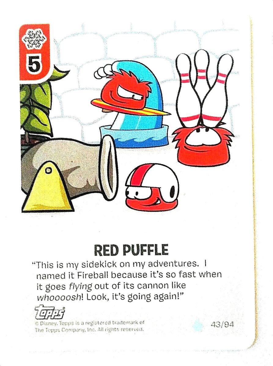 Adventurous Red Puffle - 2011 Topps Club Penguin Card-Jitsu Water