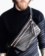Gürtel oder Umhängetasche, schwarz, Leder, ...