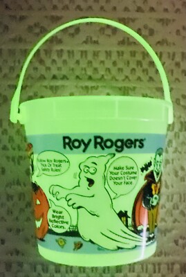RARE 1993 1994 Roy Rogers Hardees Halloween Bucket Pail Glow In The Dark Witch