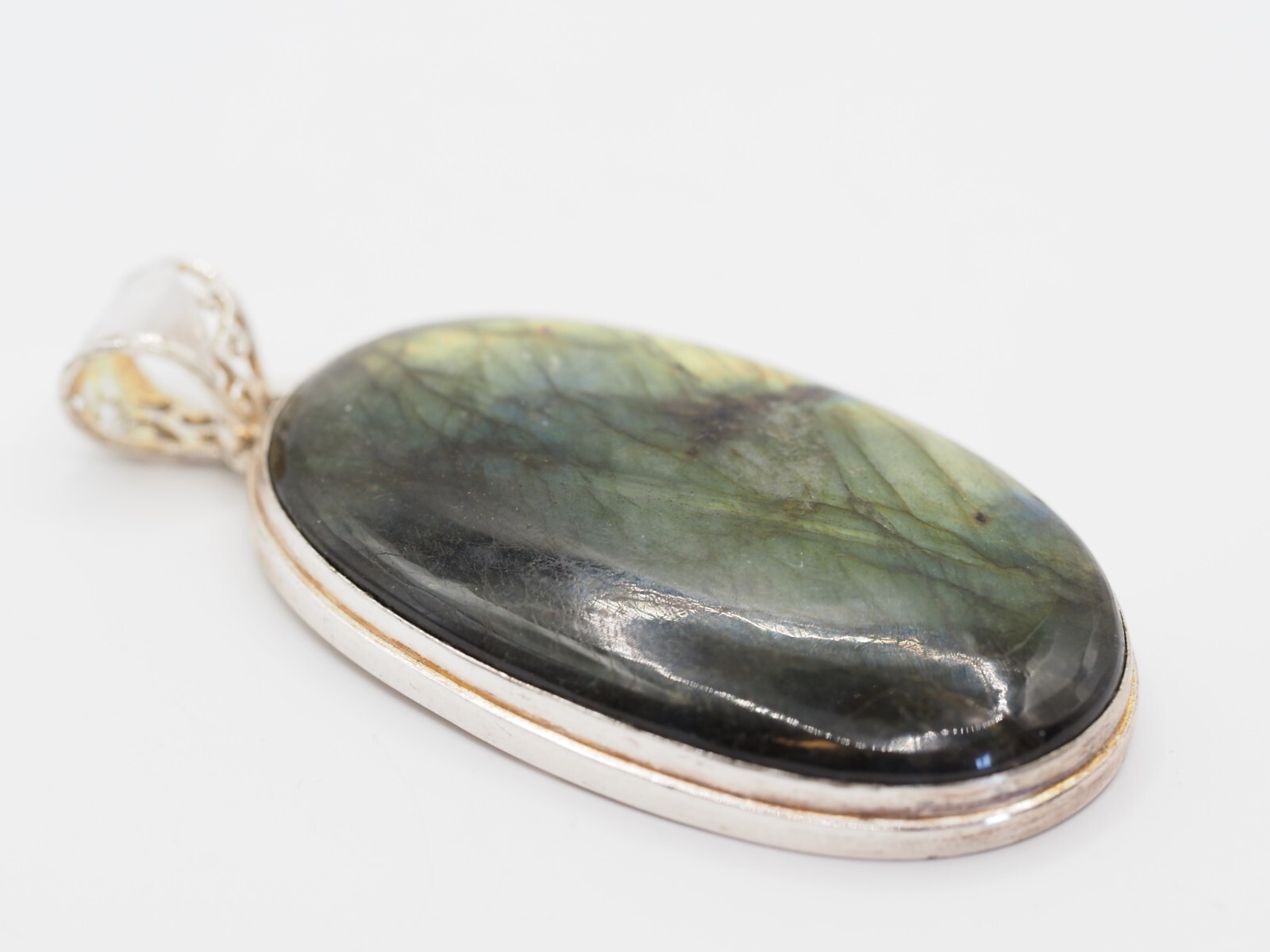 Sterling Silver Large Labradorite Necklace Pendant P40