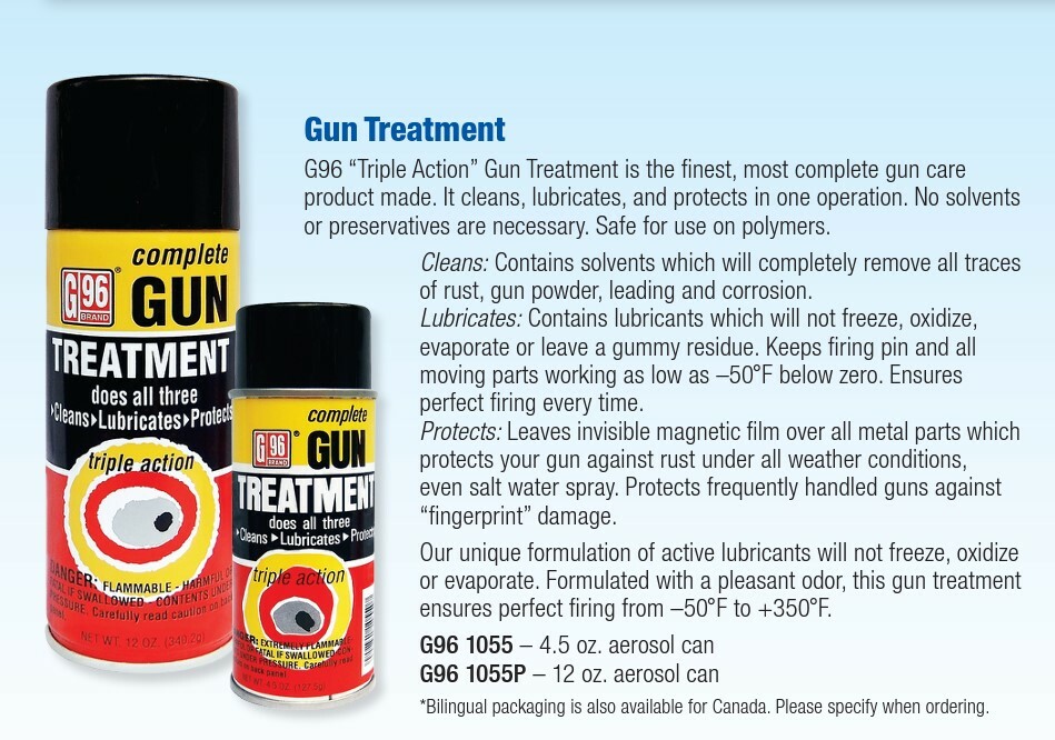 COMPLETE Gun Treatment! G96 Triple Action, No Residue, Anti Rust