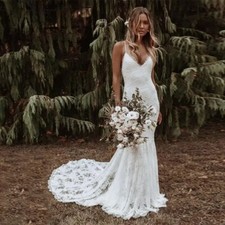 Lace Mermaid Tulle Embroidery Wedding Dress Long Sleeves Bridal Dress with Train