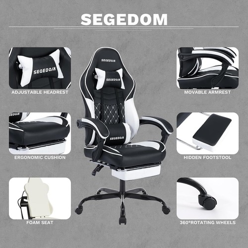 Ergonomic Video Gamer Chairs Gaming Computer Chairs Gamer Chairs for Adults - Picture 3 of 6