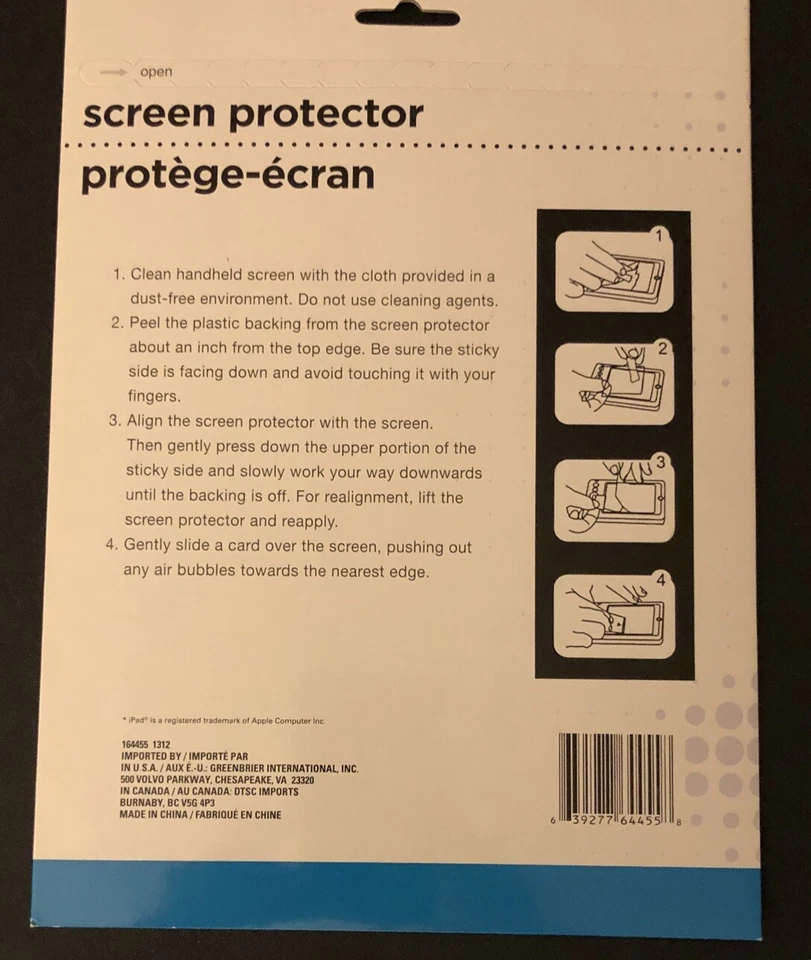 Glossy Screen Protector Fits iPad 3rd & 4th Gen W Retina Display, Cloth Included - Image 2 of 2