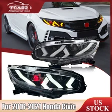 TT-ABC LED Headlights W/Sequential Turn Light For 2016-2021 Honda Civic 10Th GEN