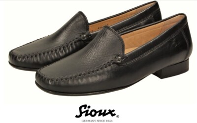 Sioux Germany Comfort Leather Loafer Moccasin Flats Sioux Campina Black Slip Ons