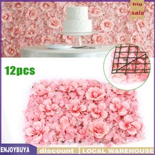12PCS Artificial Silk Rose Hydrangea Flower Wall Panels Wedding Backdrop Decors