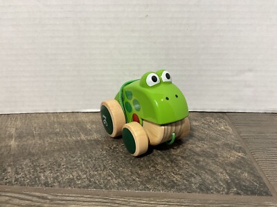 Hape Frog Pull-Along | Wooden Frog Fly Eating Pull Toddler Toy, 4.6 x 3.3 x 3
