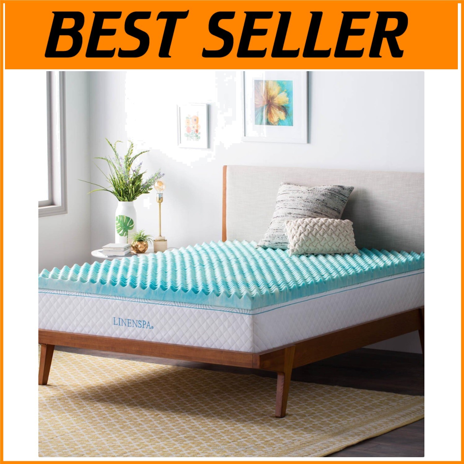 3-Inch Convoluted Gel Memory Foam Mattress Topper - Pressure Relief, Full Size