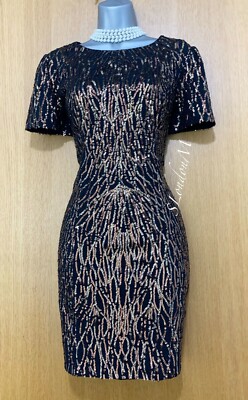 Karen Millen Dazzling Black & Gold Sequin Cocktail Party Cocktail Shift Dress 12 | eBay Karen Millen Dazzling Black & Gold Sequin Cocktail Party Cocktail Shift Dress 12 | eBay