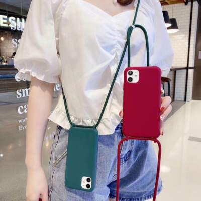 Silicone Phone Cover with Adjustable Necklace Strap Soft Belt Neck Cord Lanyard