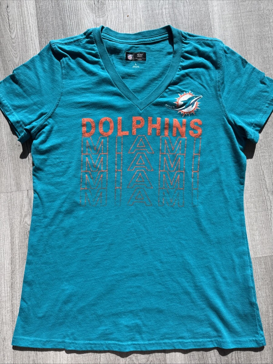 Miami Dolphins Women T-Shirt Size L NFL Team Apparel Football Graphic Baby  Tee