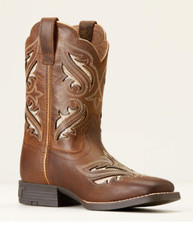 Ariat Kid's Round up Bliss Brown Leather Western Boot 10046884