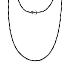 5Ct Round Cut Natural Black Diamond Womens 14K Solid Gold Tennis Necklace 18