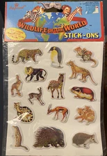 Vtg 90's Puffy Stick-Ons Stickers NIP “Wildlife of the World” Imperial Toy Corp