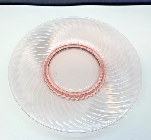 Vintage Pink Depression Glass Swirl 8" Salad Plate