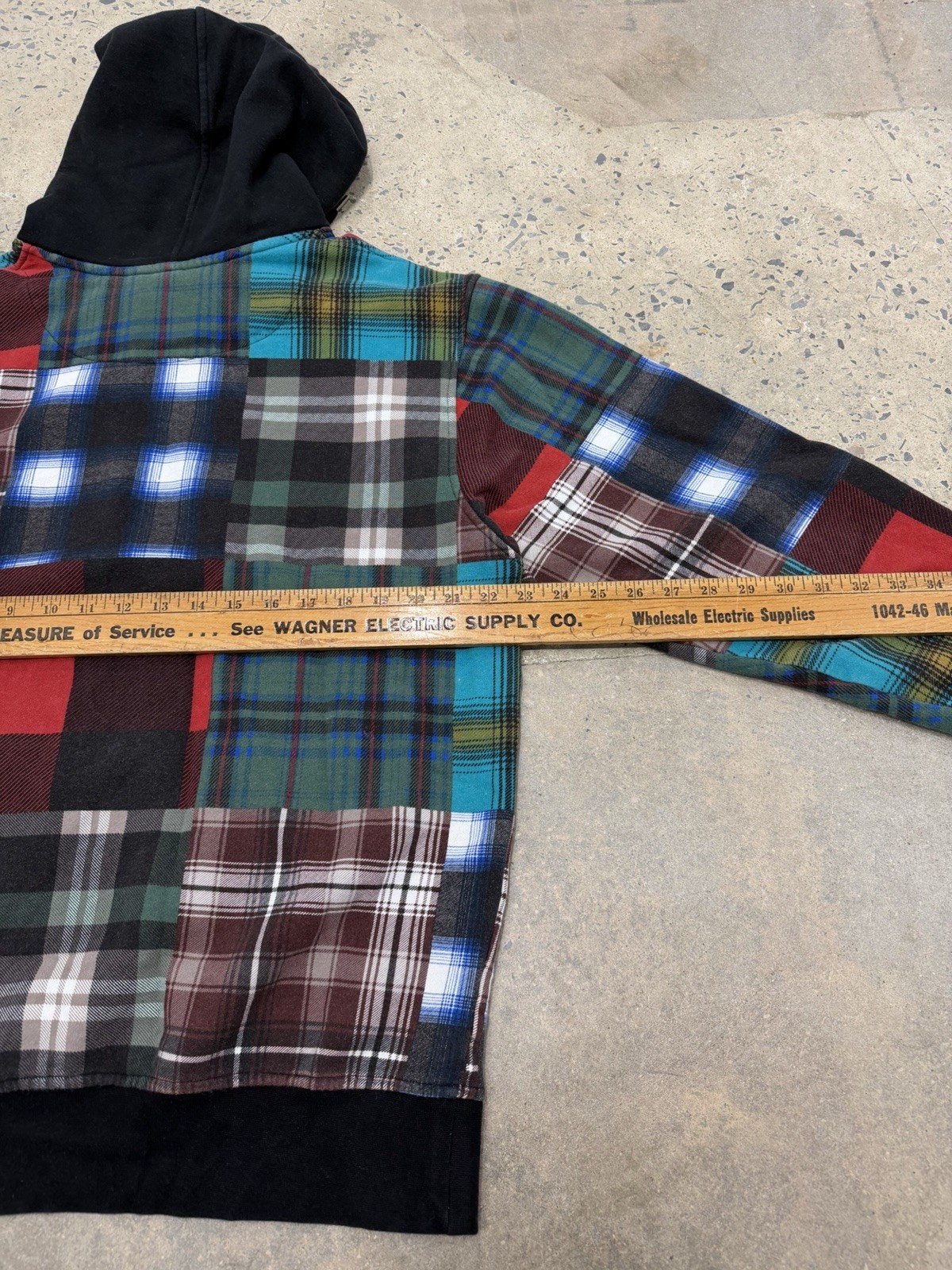 The Hundreds Plaid Flannel Patchwork Pulover Hood… - image 8