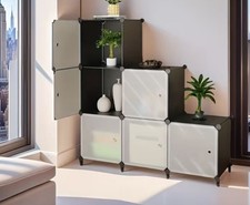 Modern Grey Modular Cube Storage Shelf Organizer for Bedroom or Office