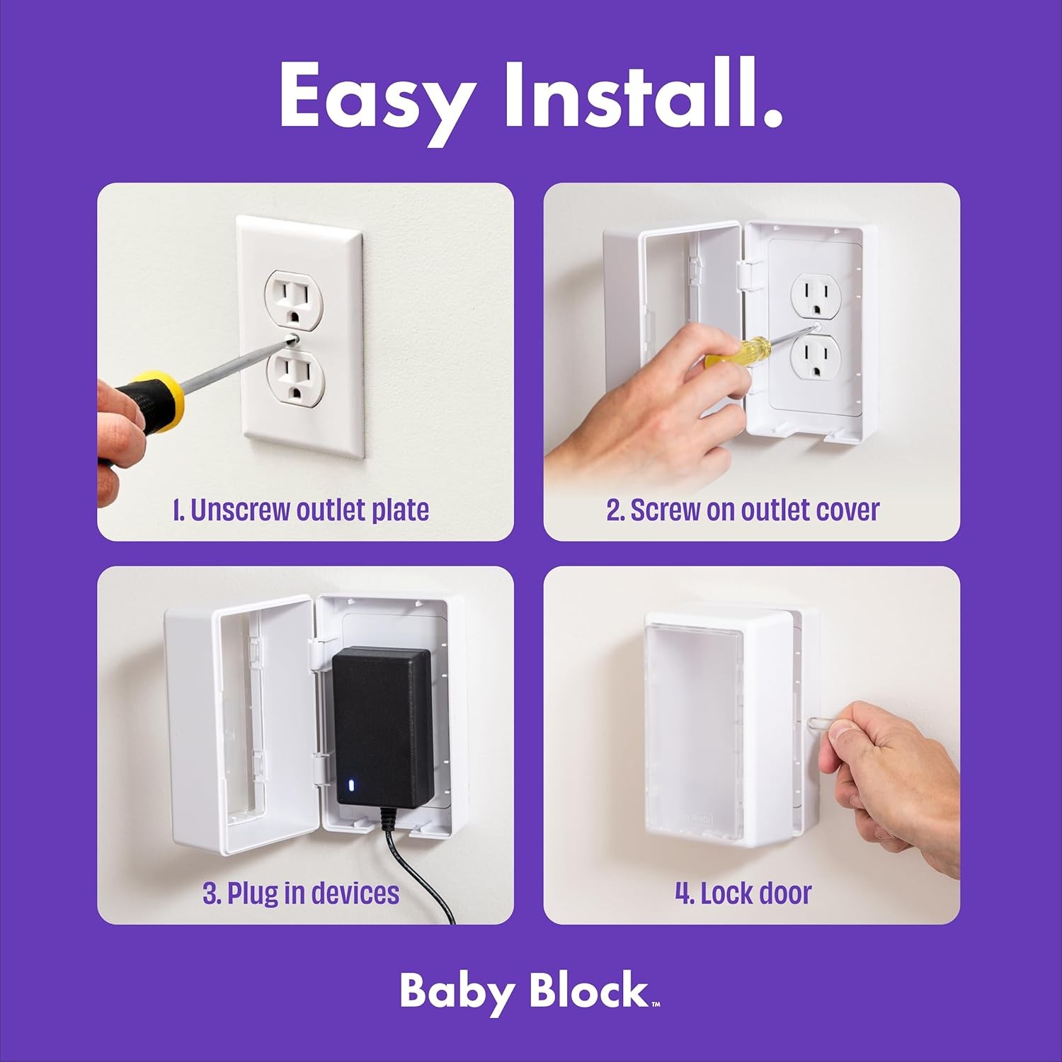 Outlet Cover Box Baby Proofing – Locking Plug Cover Box with Outlet Lock, Chil