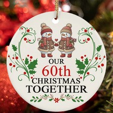 60th Christmas Together Ornament Funny Snowman Couple 60 Year Anniversary Gift