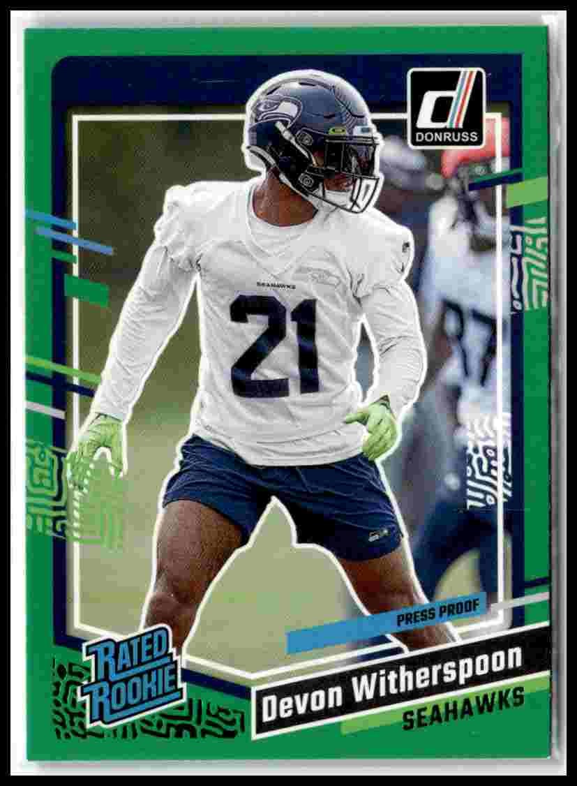 2023 Donruss #389 Devon Witherspoon Press Proof Green