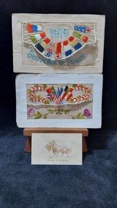 WWI Lot of Two Silk Embroidered Post Cards From France Named Soldier Co. 363 Inf