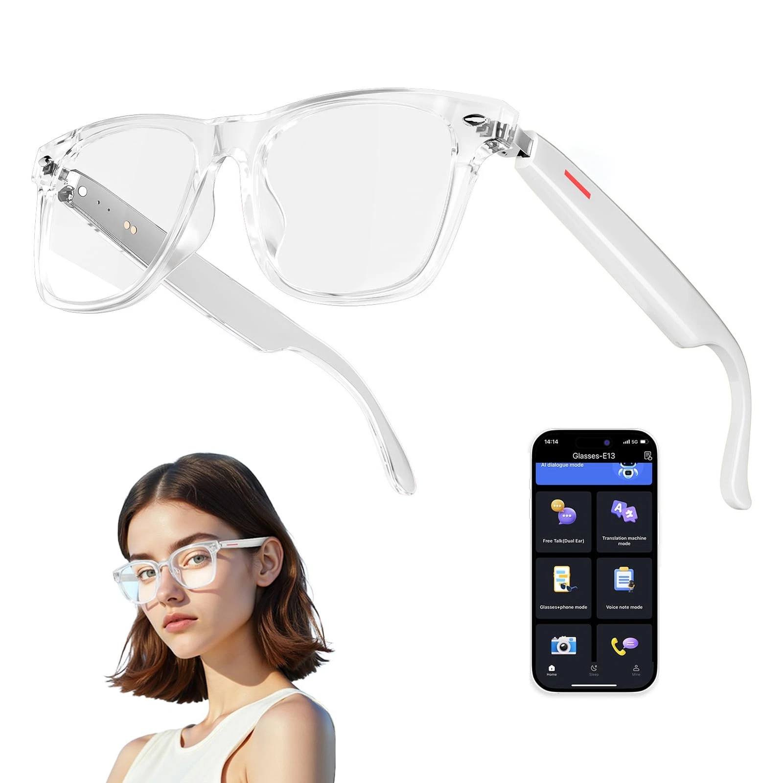 AI Smart Glasses for Women and Men  Bluetooth Translation Glasses with 164 La... - Image 2