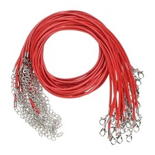25 Pack 18" Waxed Necklace Cord, 2mm Bracelet Cord with Lobster Clasp Red