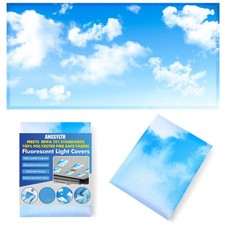 ANGSYLTH Fluorescent Light Covers - 4 x 2 Feet, Blue Skies White Clouds
