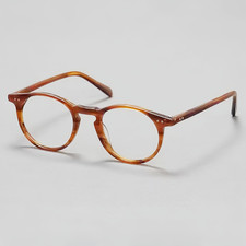 Nerd Oval Acetate Eyeglasses Frame Blonde Tortoise Fashion Full Rim Men Women
