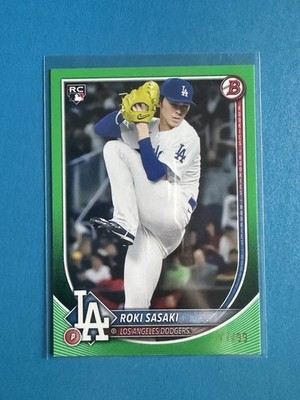 2025 Bowman Roki Sasaki Green /99 #12 Dodgers Jersey Match # 11/99 🔥