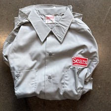 VTG 60s Sears Permanent Press Gray Work Shirt Large Long Sleeves Button-Down NOS