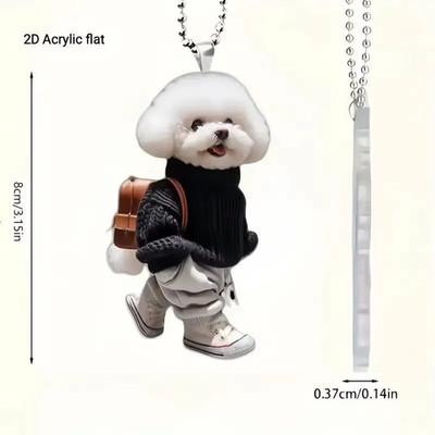 Neu 2D Acryl Hund Schlüsselanhänger, süß und cool Tasche, Auto Rückspiegel Anhänger, Haustier