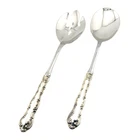 Strasbourg Gorham Sterling Silver Handle Salad Servers Stainless 11 3/8"