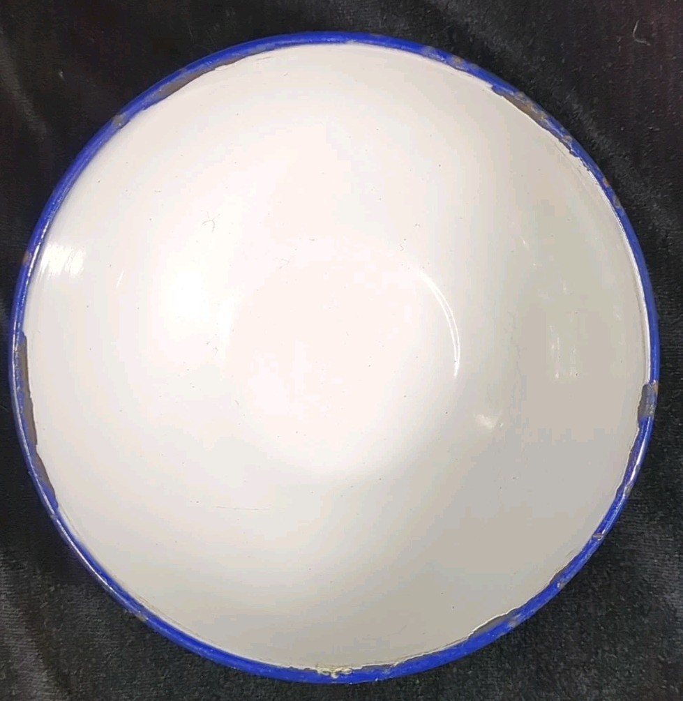 Lot 3 KER Sweden Enamelware Bowls 14 Cm 5.50" White Blue 