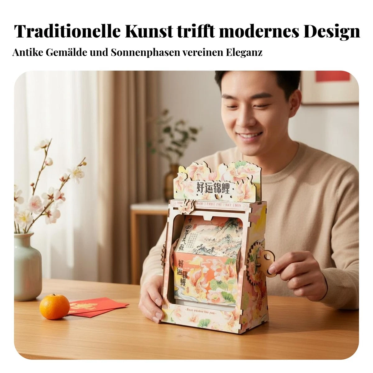 Calendario abatible de madera, mecánico, 2026 DIY decoración de mesa, regalo de Año Nuevo