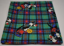 VINTAGE looney tunes SYLVESTER CAT space jam PLAID COTTON FABRIC 30" x 44"