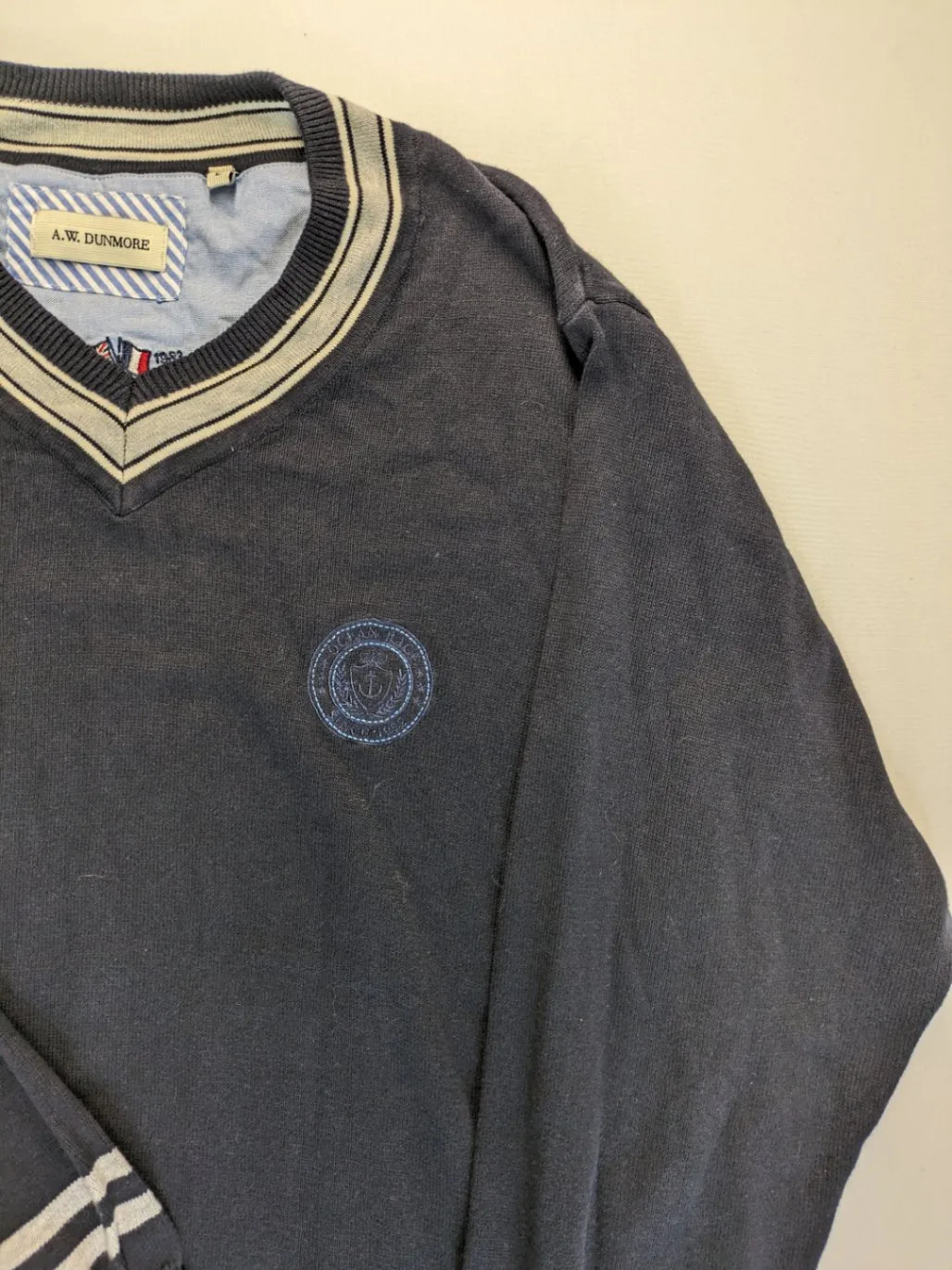 A.W. Dunmore Herren Pullover Sweater L Blau V-Ausschnitt Langarm 2368 image 8
