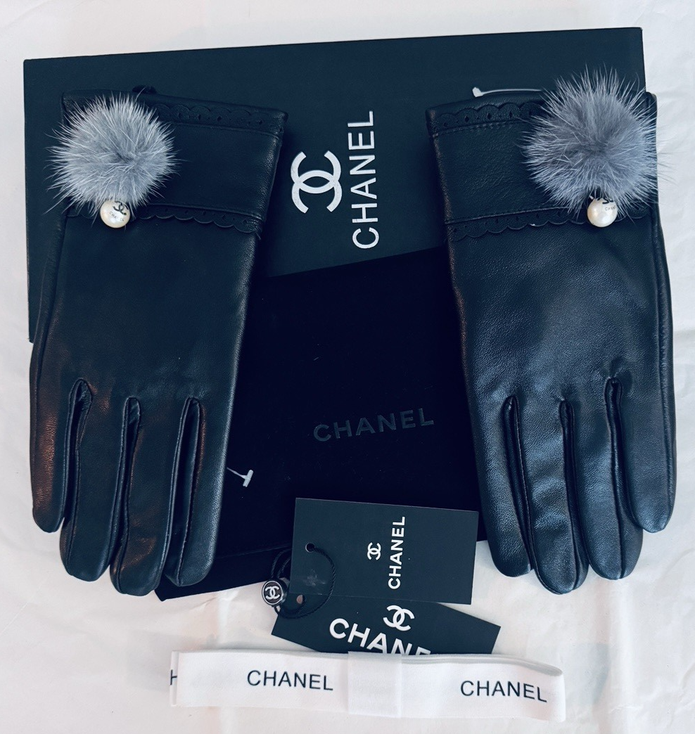 Chanel Black Leather Gloves L | eBay