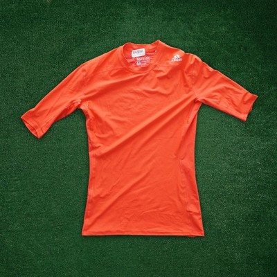 Adidas Men's (Bright Red) TechFit Compression Climahchill T-Shirt