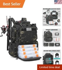 Versatile 50L Fishing Tackle Backpack with Padded Support  Adjustable Dividers